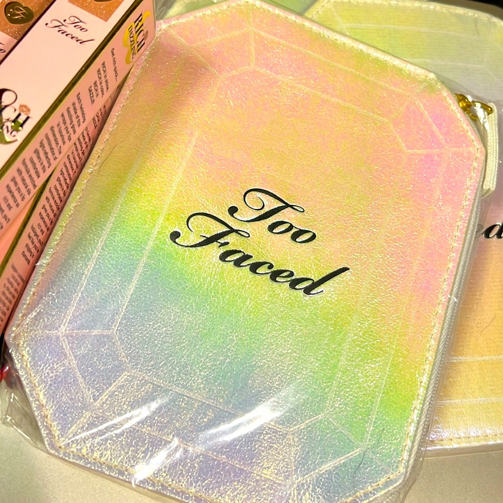 So cute Too Faced shimmery makeup pouch! Mermaid or 2000s style! Brand NEW!